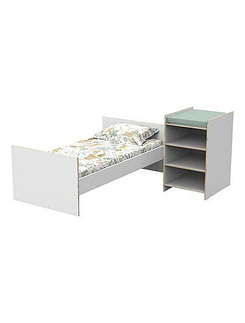 Cama de madera blanca 120x60 convertible en cuna - BABYPRICE