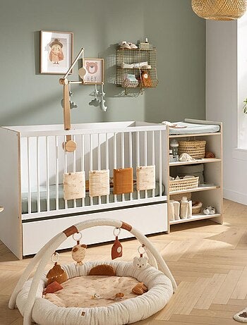Cama de madera blanca 120x60 convertible en cuna - BABYPRICE