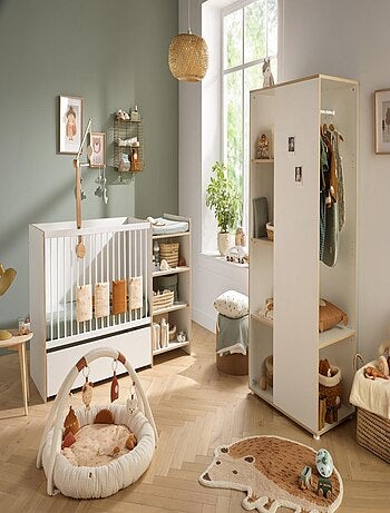 Cama de madera blanca 120x60 convertible en cuna - BABYPRICE