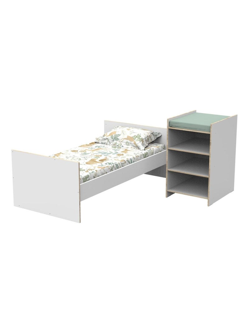 Cama de madera blanca 120x60 convertible en cuna - BABYPRICE Blanco Marrón - Kiabi
