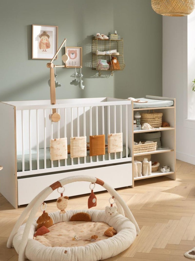 Cama de madera blanca 120x60 convertible en cuna - BABYPRICE Blanco Marrón - Kiabi