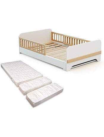 Cama de suelo infantil extensible de madera 80x140-165-190 carrousel con colchón