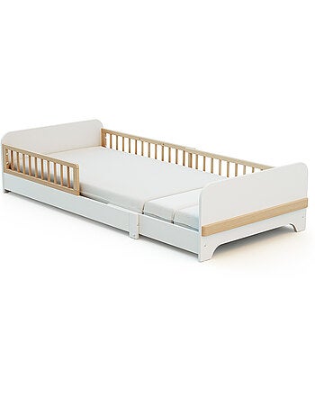 Cama de suelo infantil extensible de madera 80x140-165-190 carrousel con colchón