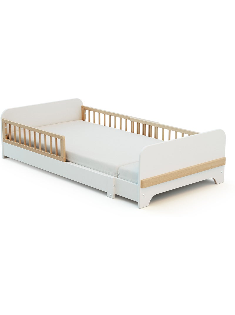 Cama de suelo infantil extensible de madera 80x140-165-190 carrousel con colchón Blanco - Kiabi