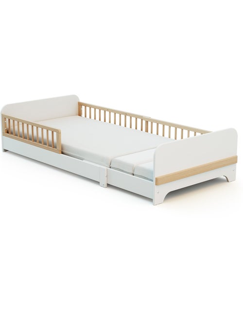 Cama de suelo infantil extensible de madera 80x140-165-190 CARROUSEL con colchón - Kiabi