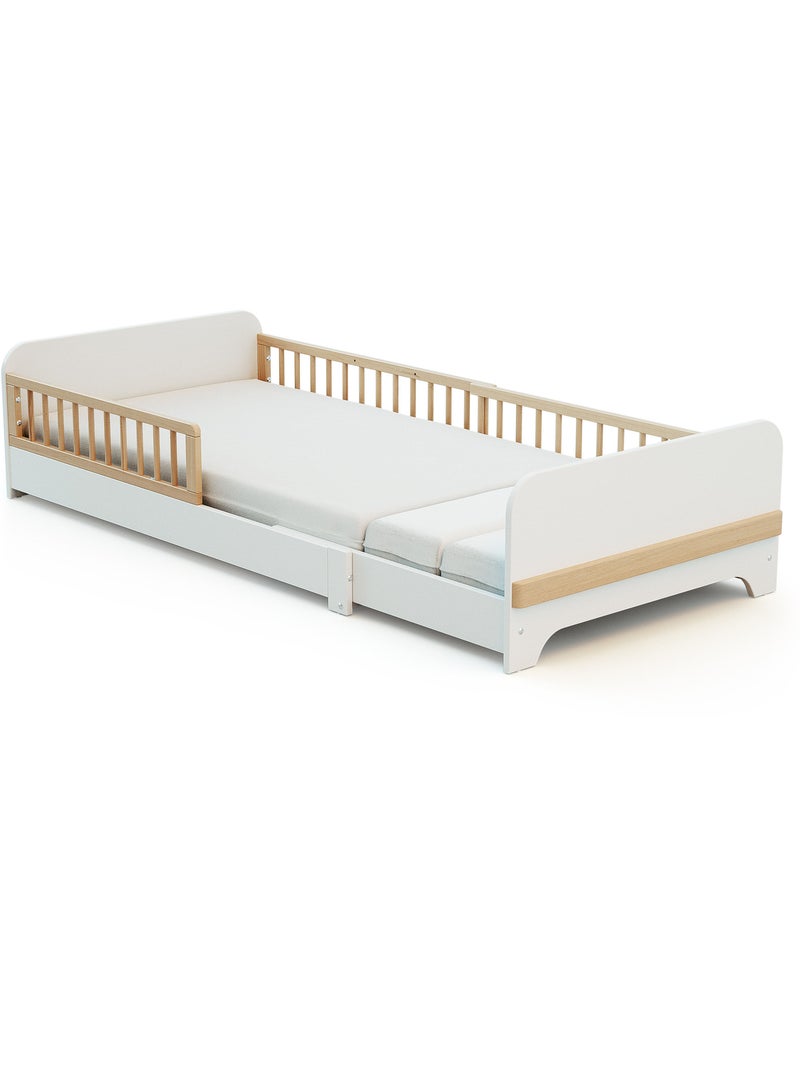 Cama de suelo infantil extensible de madera 80x140-165-190 carrousel con colchón Blanco - Kiabi