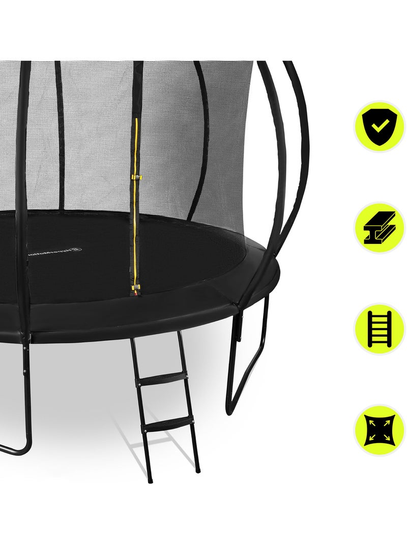 Cama Elástica Infantil 244cm con Red y Escalera- Segura y Resistente - Desde 3 años Negro - Kiabi