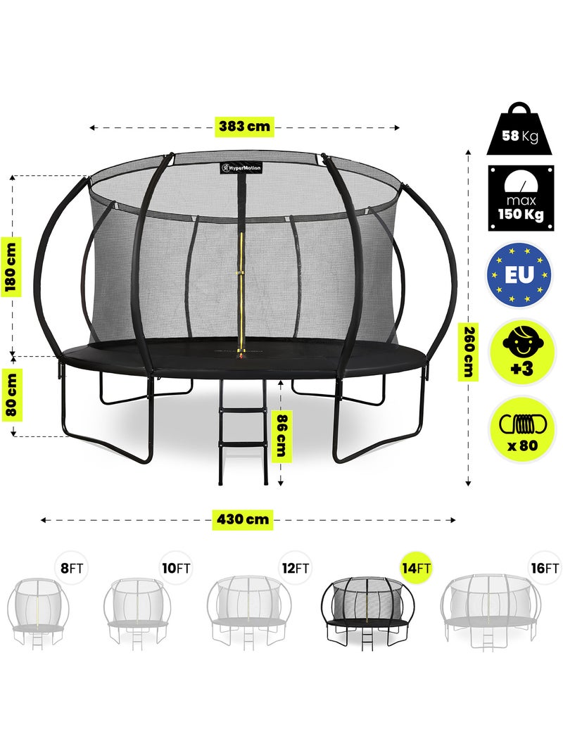 Cama elástica infantil con red y escalera 430cm HyperMotion Negro - Kiabi