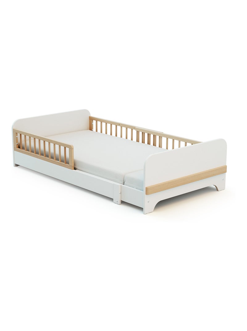Cama infantil a ras de suelo extensible de madera 80x140165190 carrousel Blanco - Kiabi