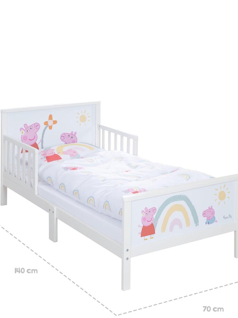 Cama infantil con barreras de seguridad y ropa de cama - ROBA 'Peppa Pig' Blanco Rosa Gris - Kiabi