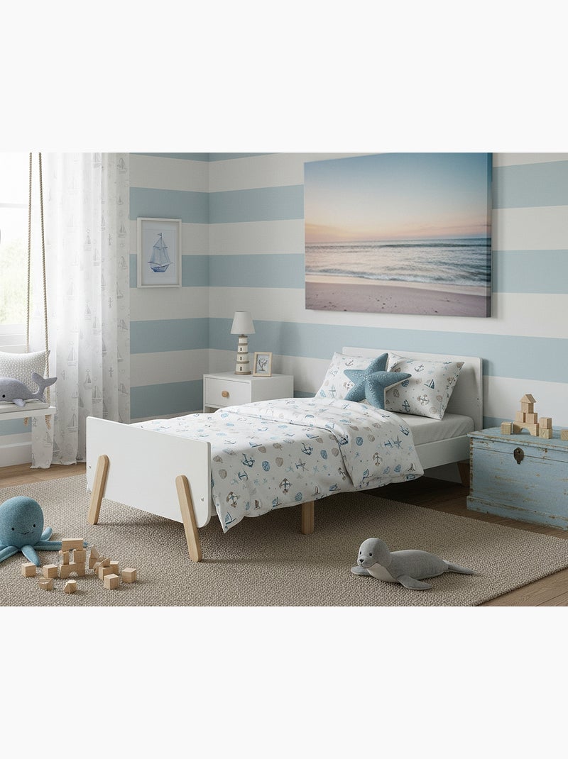 Cama infantil extensible de madera 80x140-165-190 pirate con colchón Blanco - Kiabi