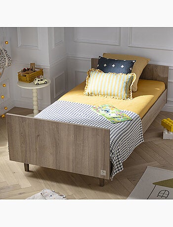 Cama junior 190 x 90 cm con somier y colchón - decoración madera roble - SAUTHON