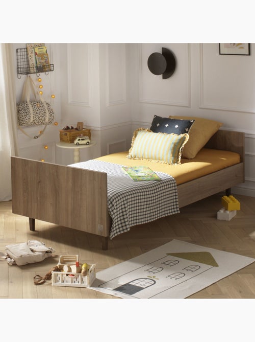 Cama junior 190 x 90 cm con somier y colchón - decoración madera roble - SAUTHON - Kiabi