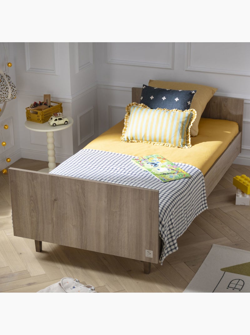 Cama junior 190 x 90 cm con somier y colchón - decoración madera roble - SAUTHON Marrón - Kiabi