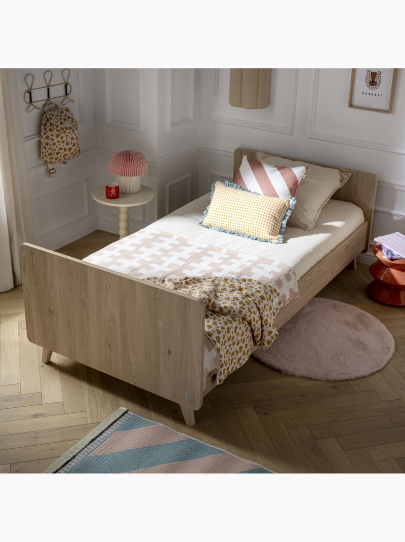 Cama junior 90x190 con somier y colchón - decoración en madera de roble - SAUTHON Marrón - Kiabi