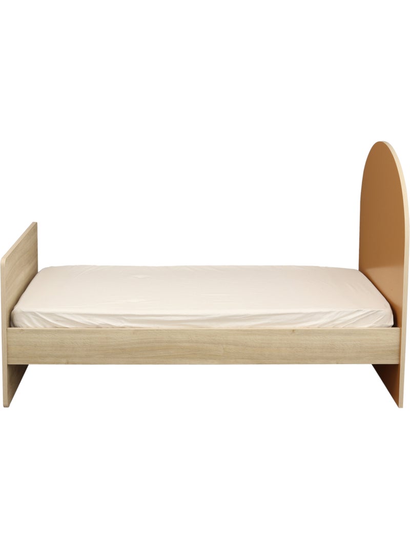 Cama junior 90x190 con somier y colchón - decoración en madera de roble sepia - cabecero - SAUTHON Marrón caramelo - Kiabi