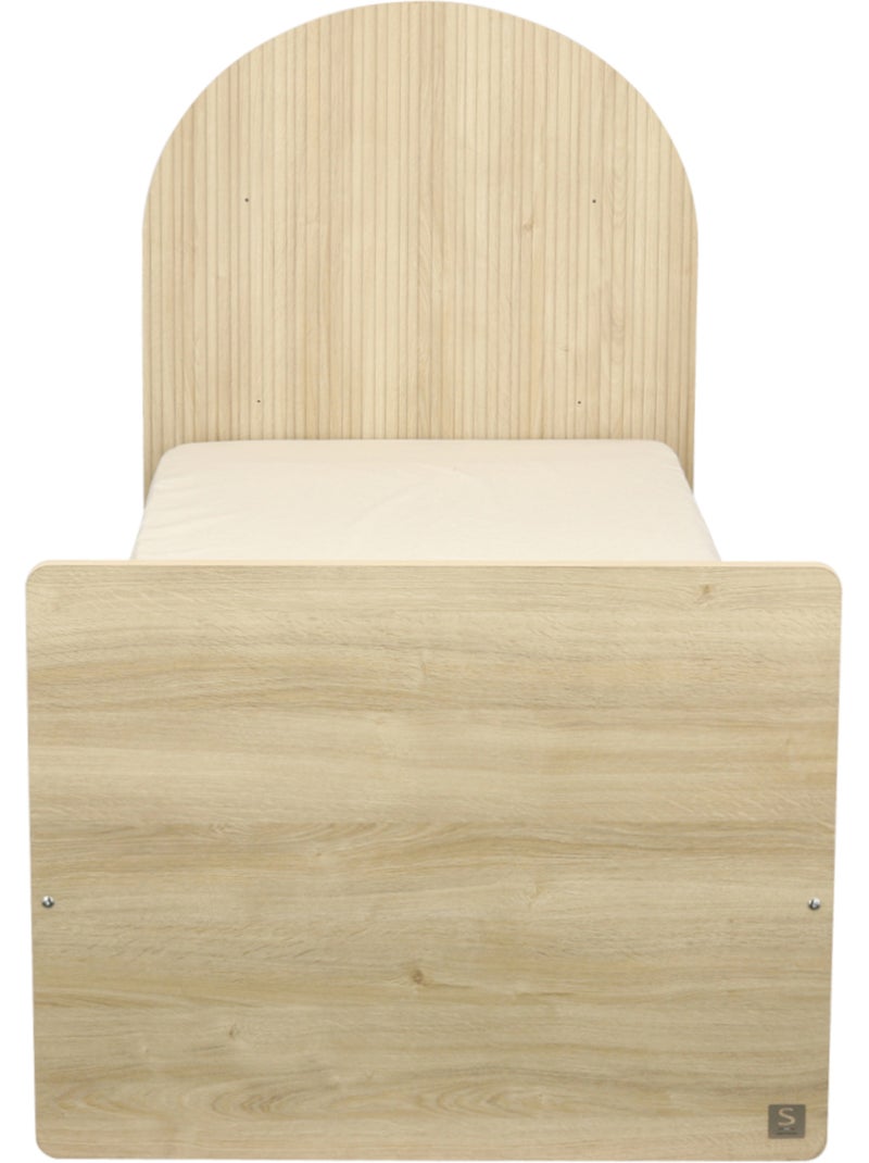 Cama junior 90x190 con somier y colchón - decoración en madera de roble sepia - cabecero - SAUTHON Marrón - Kiabi