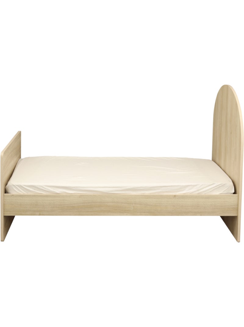 Cama junior 90x190 con somier y colchón - decoración en madera de roble sepia - cabecero - SAUTHON Marrón - Kiabi