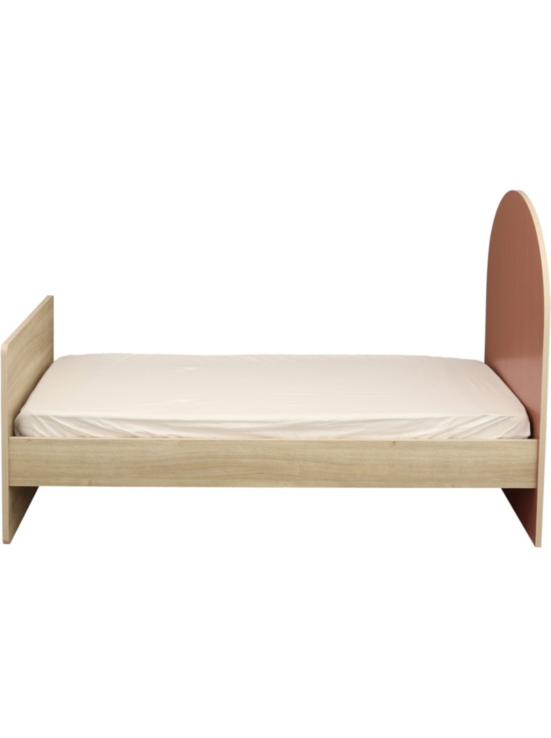 Cama junior 90x190 con somier y colchón - decoración en madera de roble sepia - cabecero - SAUTHON Rojo - Kiabi
