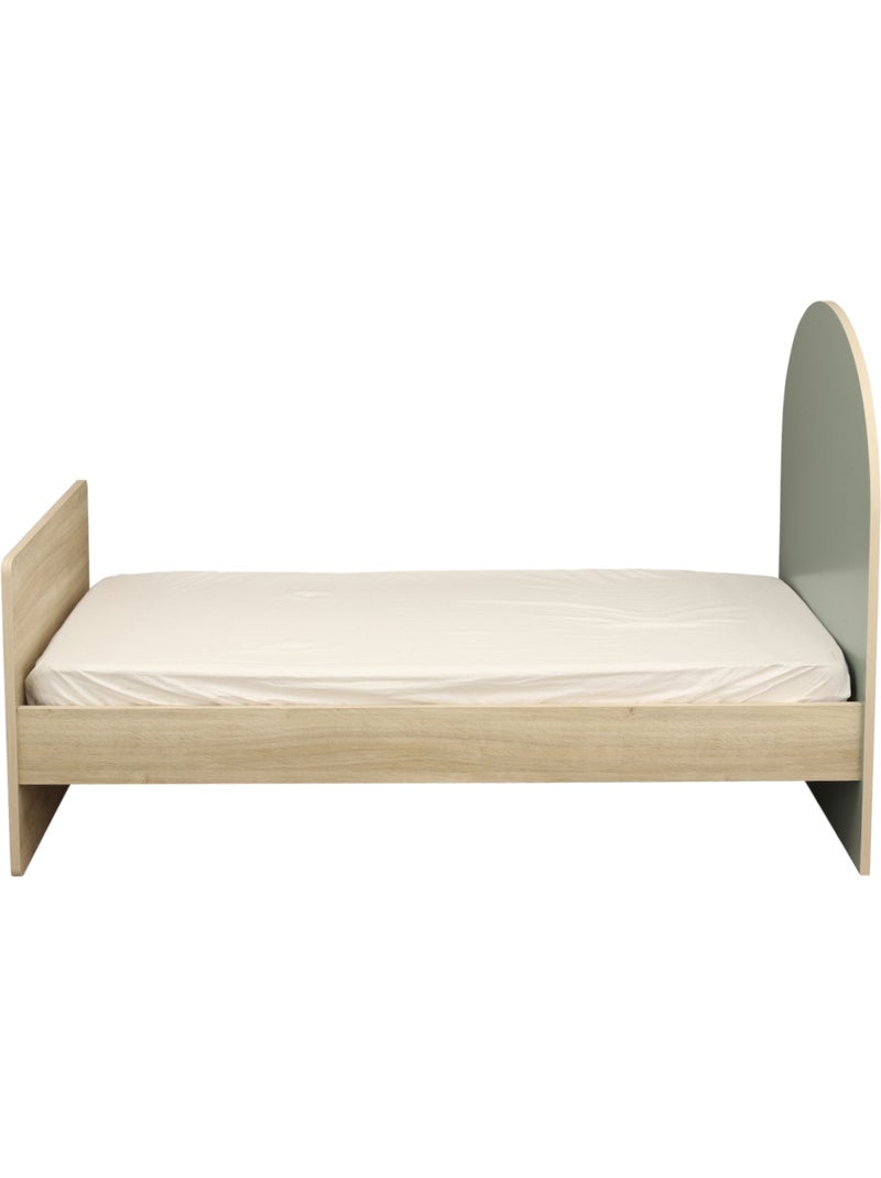 Cama junior 90x190 con somier y colchón - decoración en madera de roble sepia - cabecero - SAUTHON Verde - Kiabi