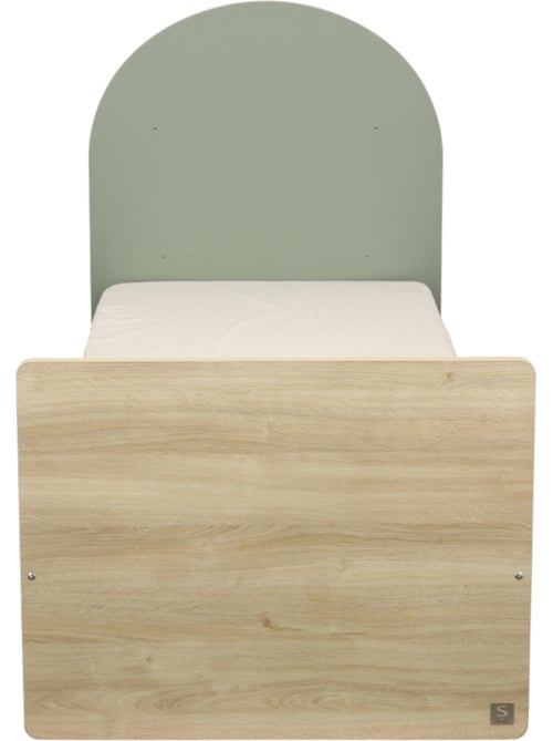 Cama junior 90x190 con somier y colchón - decoración en madera de roble sepia - cabecero - SAUTHON - Kiabi