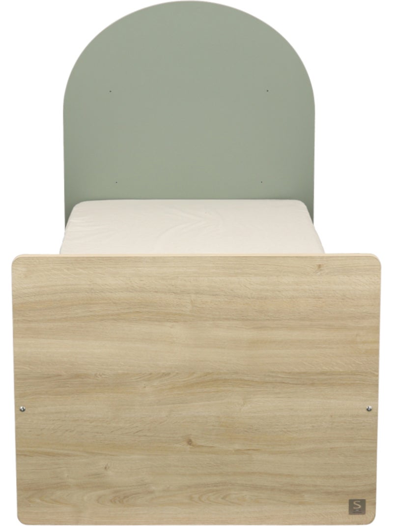 Cama junior 90x190 con somier y colchón - decoración en madera de roble sepia - cabecero - SAUTHON Verde - Kiabi