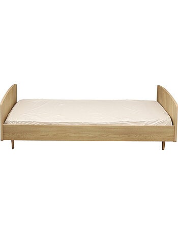 Cama junior de 190 x 90 cm con somier y colchón incluidos - decoración en madera de roble - SAUTHON