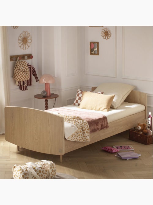 Cama junior de 190 x 90 cm con somier y colchón incluidos - decoración en madera de roble - SAUTHON - Kiabi