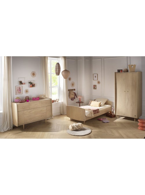 Cama junior de 190 x 90 cm con somier y colchón incluidos - decoración en madera de roble - SAUTHON - Kiabi