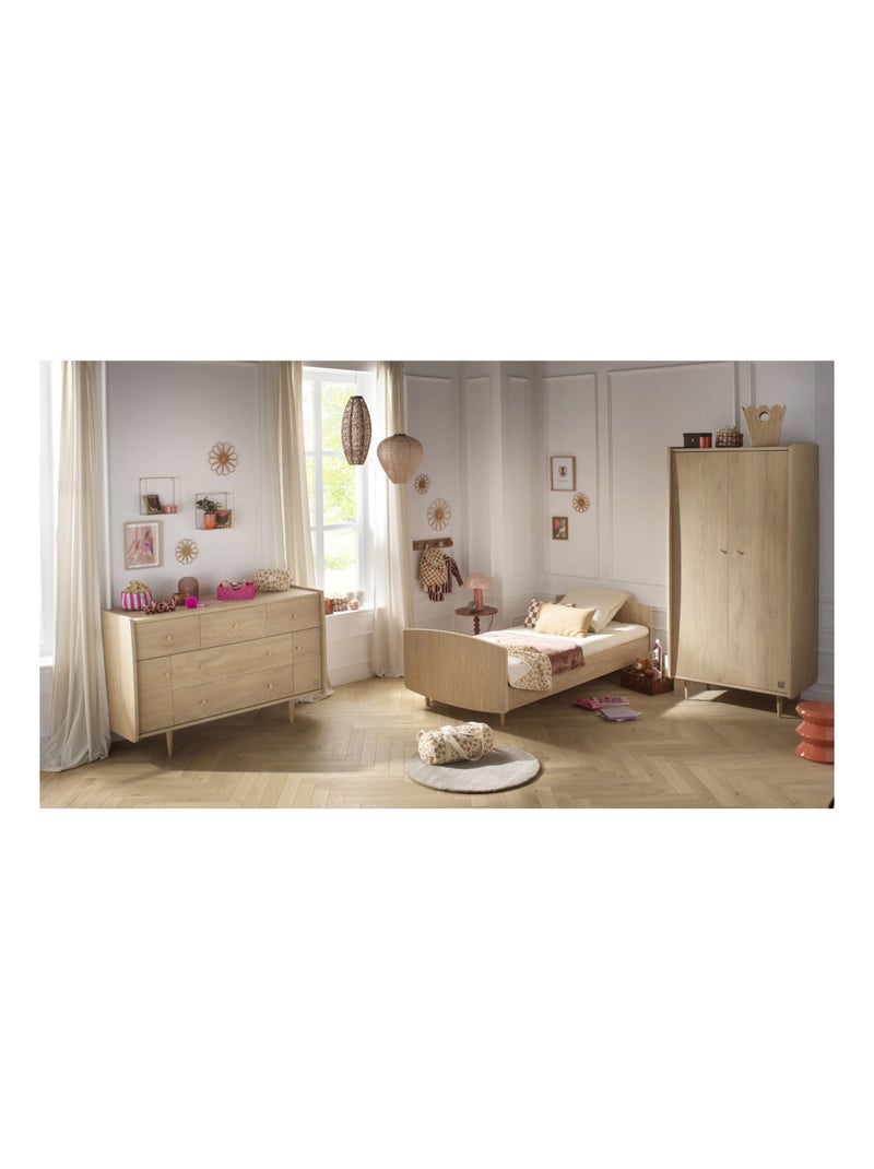 Cama juvenil 190x90cm en madera de roble - SAUTHON Marrón - Kiabi