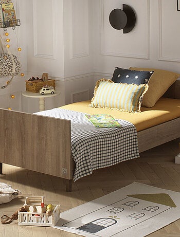 Cama juvenil 190x90cm en roble mokka decoración - SAUTHON