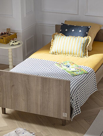 Cama juvenil 190x90cm en roble mokka decoración - SAUTHON