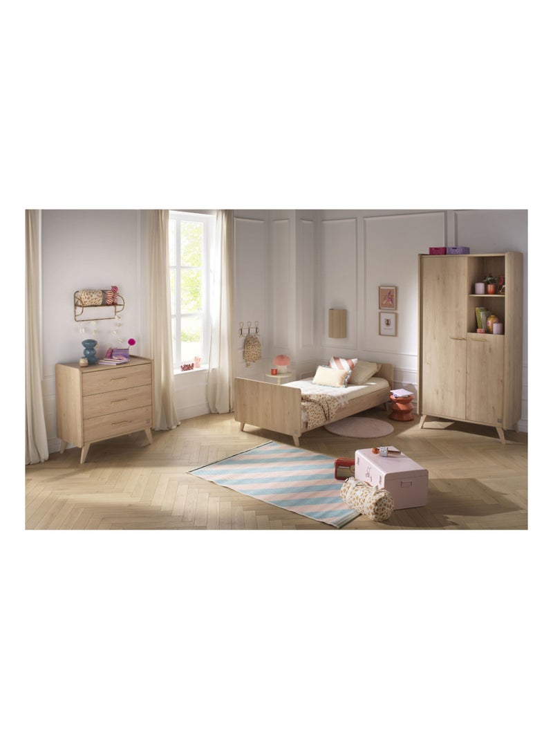 Cama juvenil 190x90cm en suave decoración de madera de - SAUTHON Marrón - Kiabi