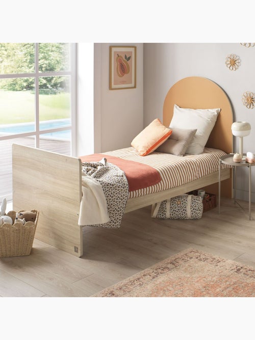 Cama juvenil 90x190 - decoración madera roble sepia - cabecero - SAUTHON - Kiabi