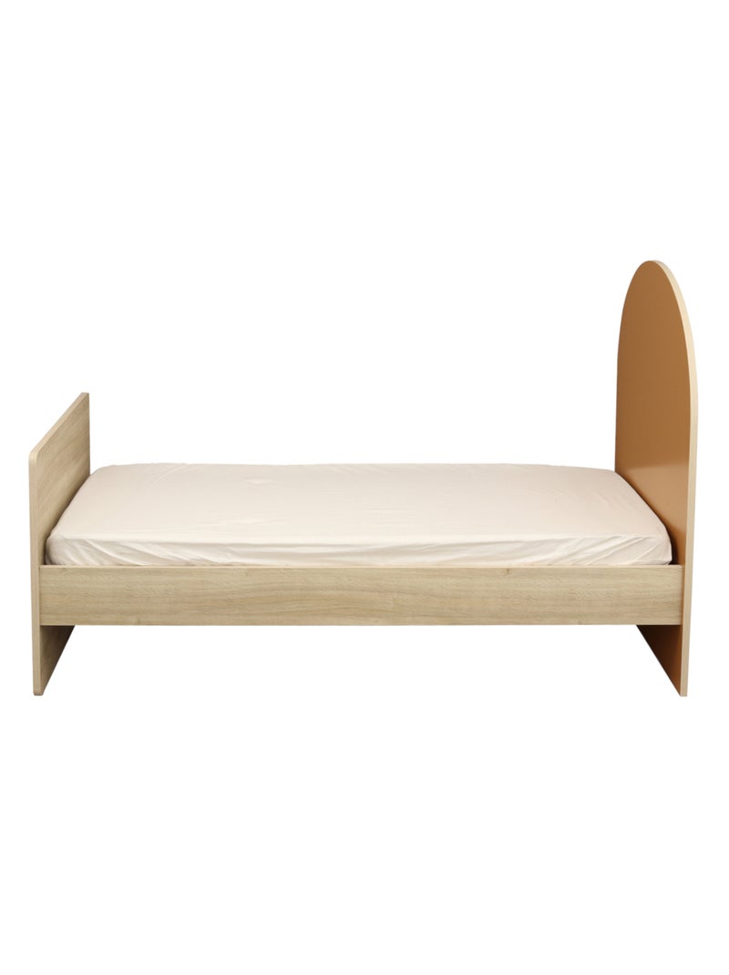 Cama juvenil 90x190 - decoración madera roble sepia - cabecero - SAUTHON Marrón caramelo - Kiabi