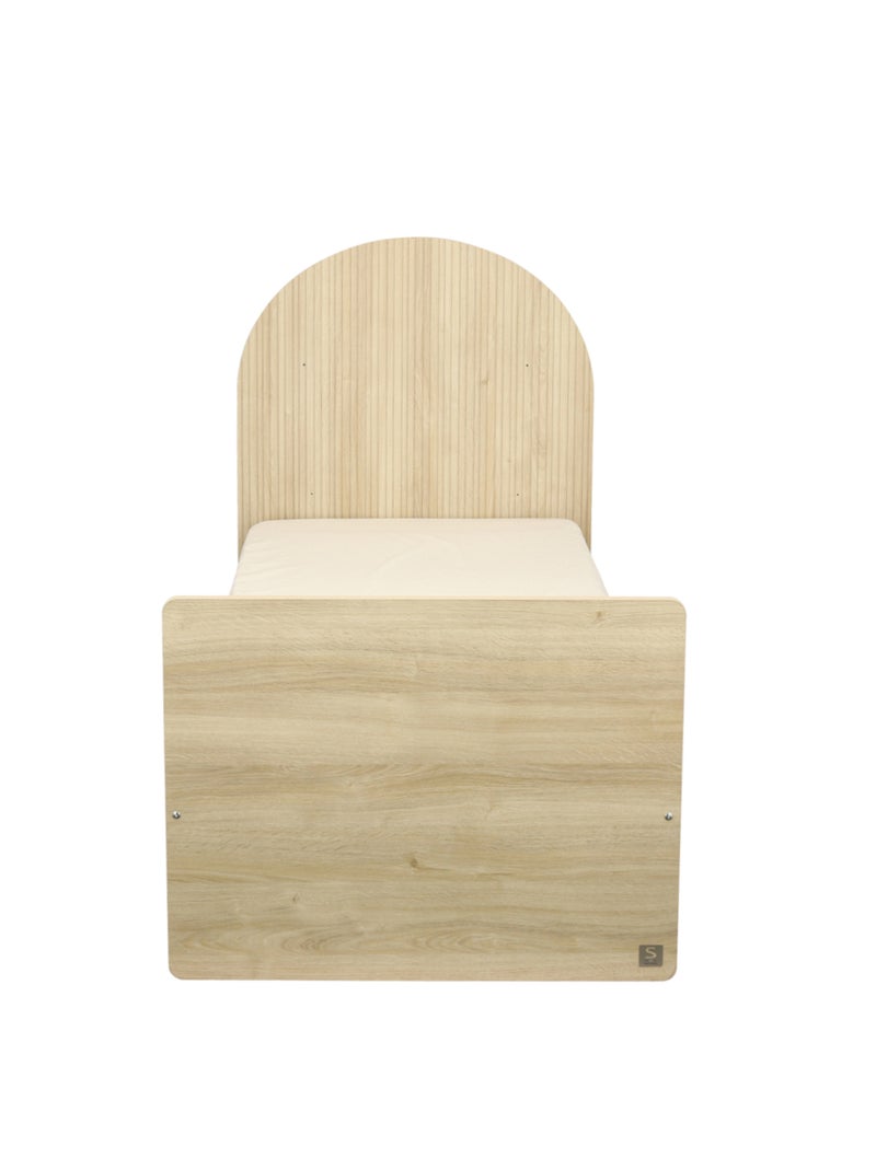 Cama juvenil 90x190 - decoración madera roble sepia - cabecero - SAUTHON Marrón - Kiabi