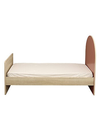 Cama juvenil 90x190 - decoración madera roble sepia - cabecero - SAUTHON