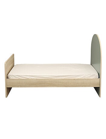 Cama juvenil 90x190 - decoración madera roble sepia - cabecero - SAUTHON