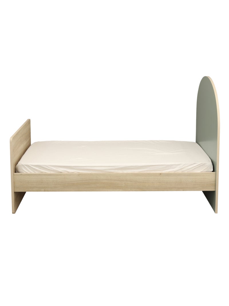 Cama juvenil 90x190 - decoración madera roble sepia - cabecero - SAUTHON Verde - Kiabi