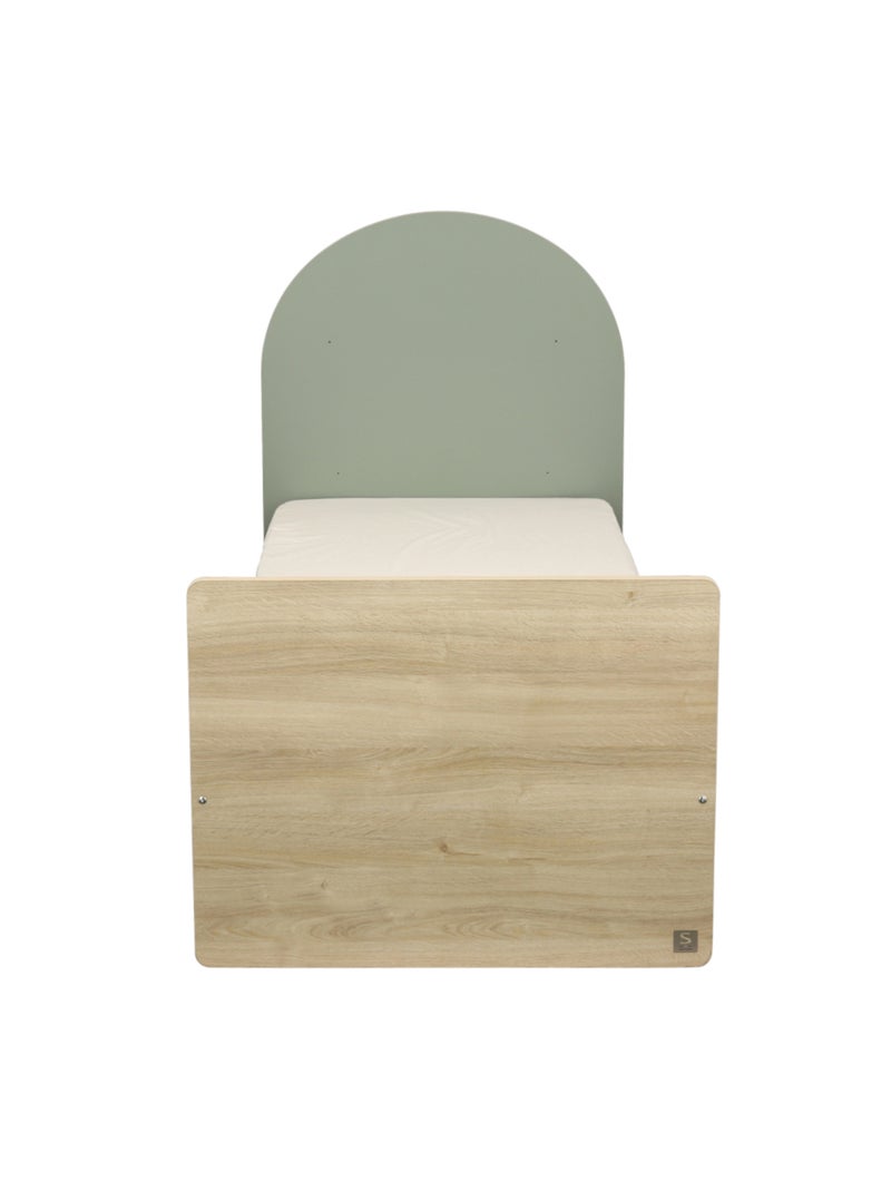 Cama juvenil 90x190 - decoración madera roble sepia - cabecero - SAUTHON Verde - Kiabi