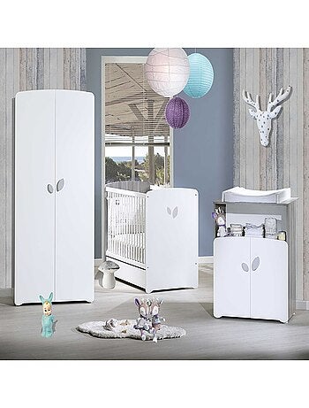 Cama trío y cambiador de madera - BABYPRICE