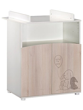 Cambiador con cómoda de 2 puertas y un hueco, con decoración efecto - BABYPRICE