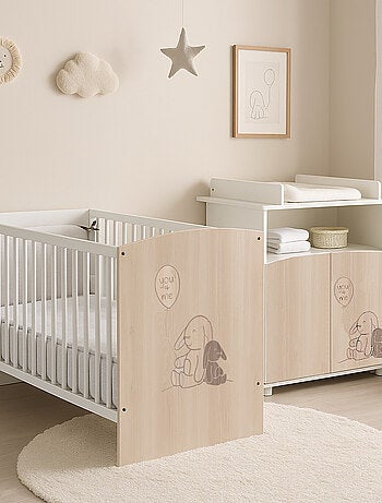 Cambiador con cómoda de 2 puertas y un hueco, con decoración efecto - BABYPRICE
