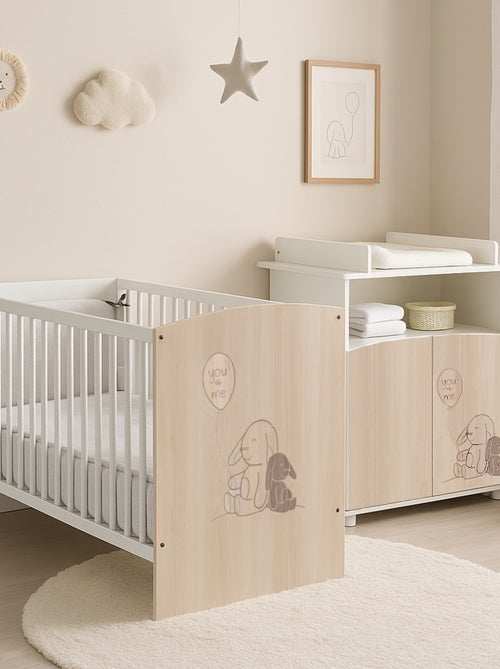 Cambiador con cómoda de 2 puertas y un hueco, con decoración efecto - BABYPRICE - Kiabi