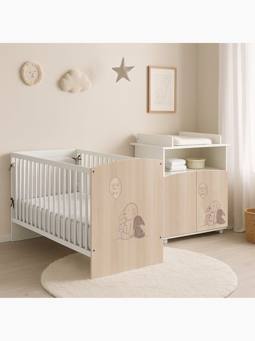 Cambiador con cómoda de 2 puertas y un hueco, con decoración efecto - BABYPRICE - Kiabi