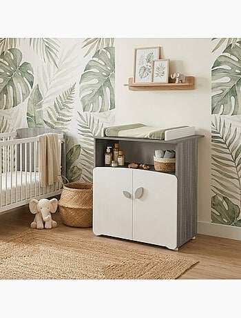 Cambiador de madera gris 2 puertas - BABYPRICE