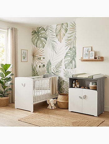 Cambiador de madera gris 2 puertas - BABYPRICE