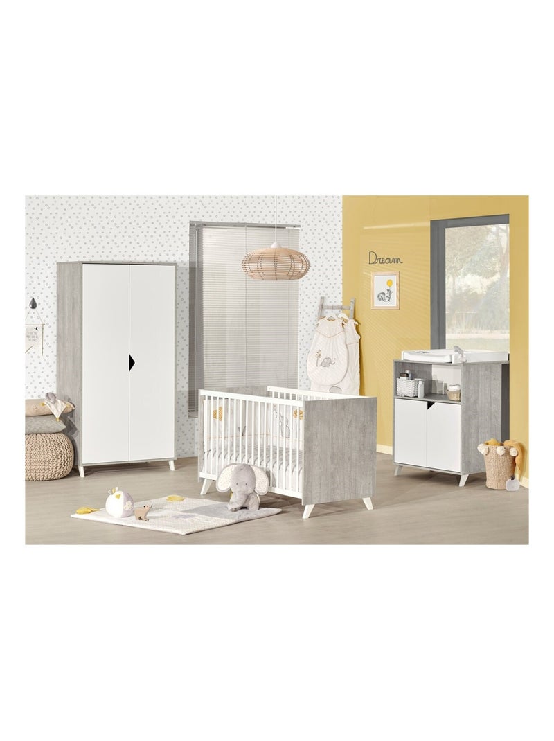 Cambiador de madera para - BABYPRICE Blanco Gris - Kiabi