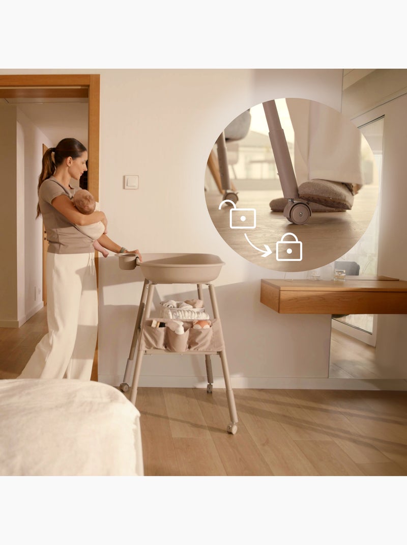 Cambiador LIONELO Rosie - Altura ajustable - Ruedas - Organizador Beige - Kiabi