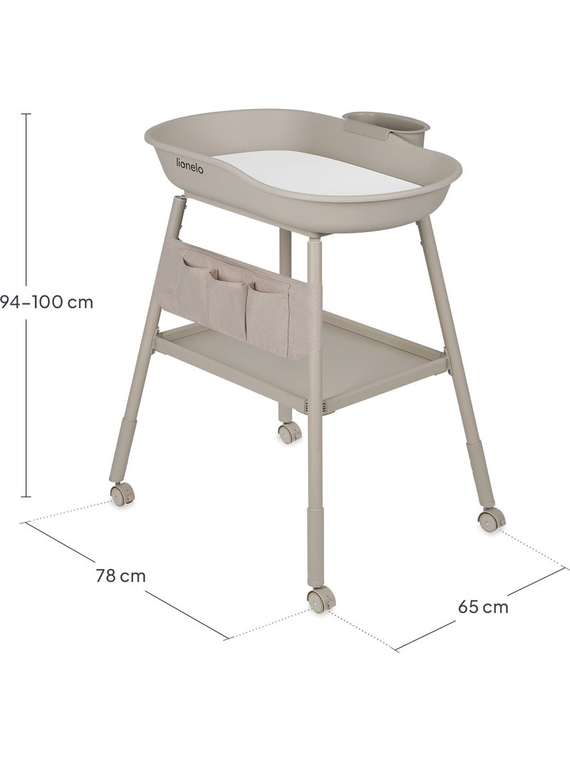 Cambiador LIONELO Rosie - Altura ajustable - Ruedas - Organizador Beige - Kiabi